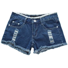 Women’s denim shorts female summer tide hole loose big yards was thin summer shorts mm shorts Slim