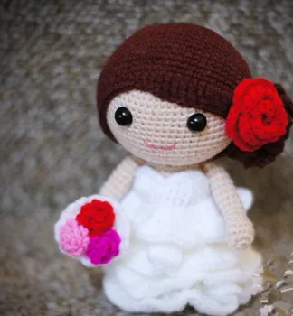 

crochet toys amigurumi handmade wedding rattle doll model number KY0023