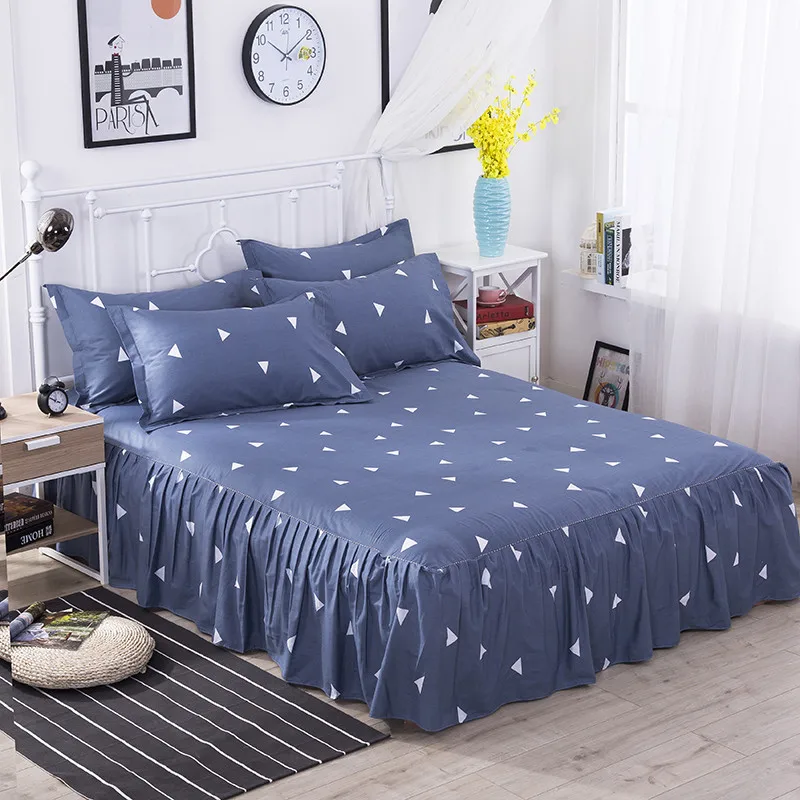 

100% Cotton bed skirt single piece Multi-color protection sleeve printable princess bed skirts