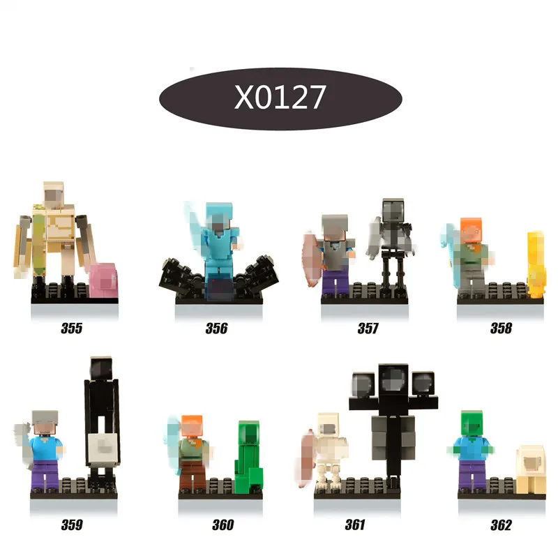 

Minecraft Toy Action Figures With Weapons Steve Alex Zombie Enderman Model My World Educational Toys Gifts for Children X0127 E