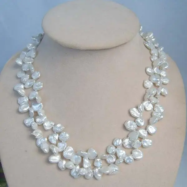 

Unique Pearls jewellery Store 2 Strands Of White Small Pieces Reborn Keshi Pearl Necklace Heart Clasp Charming Women Gift