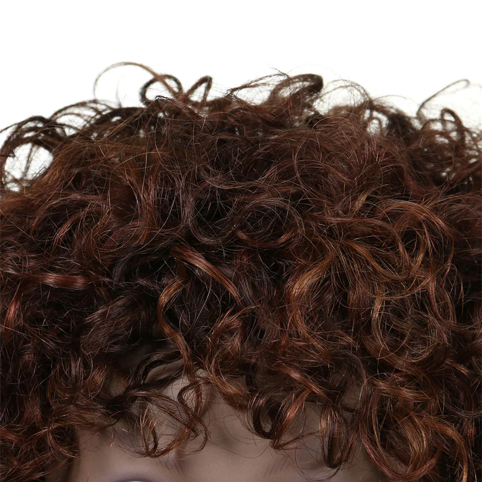 Гладкий бразильский афро кудрявый парик из человеческих волос Remy короткие парики из человеческих волос для женщин черный смешанный цвет не кружевной парик