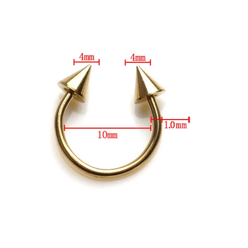 2 шт золотой цвет хирургический шарик из нержавеющей стали Острый штанга для языка губ бровей кольцо для носа пирсинг ювелирные изделия - Окраска металла: BB117
