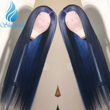 SHD 13*3 Indian Human Hair Wig for Women Dark Blue Lace Front Wigs with Baby Hair Long Straight Hair Glueless Lace Wig Remy Hair цена SHD 13*3 Indian Human Hair Wig for Women Dark Blue Lace Front Wigs with Baby Hair Long Straight Hair Glueless Lace Wig Remy Hair цены онлайн