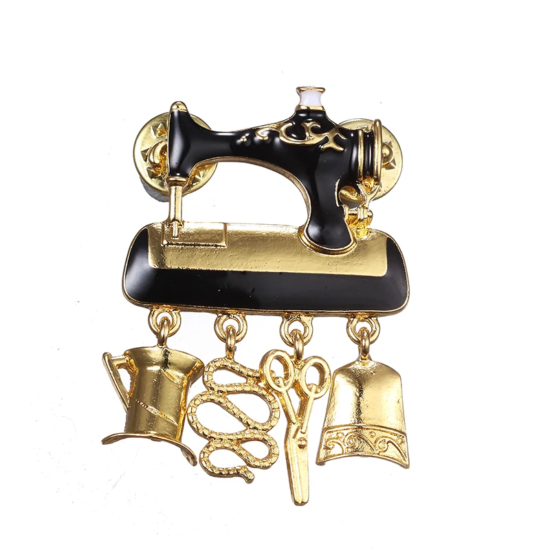 

Hot Black Enamel Sewing Machine Brooches for Women Fashion Gold Color Cute Brooch Pin Good Gift Brooch Gifts
