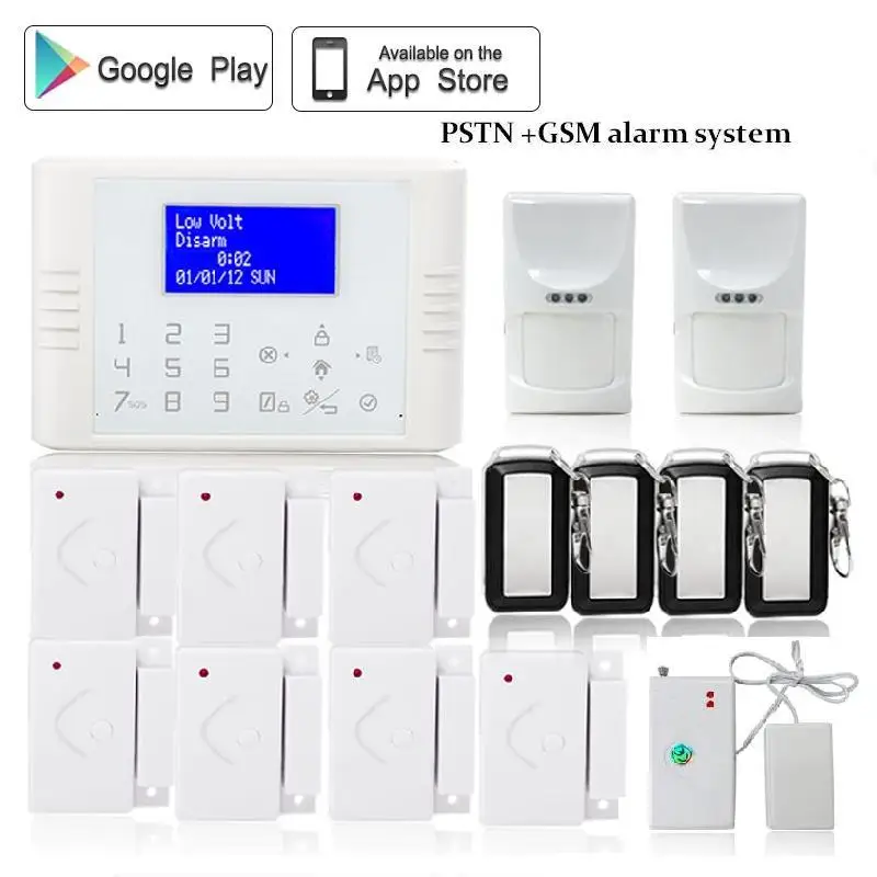 

433mhzWireless APP quad band gsm pstn alarm system dual network antitheft multi-language menu color pet friendly infrared sensor
