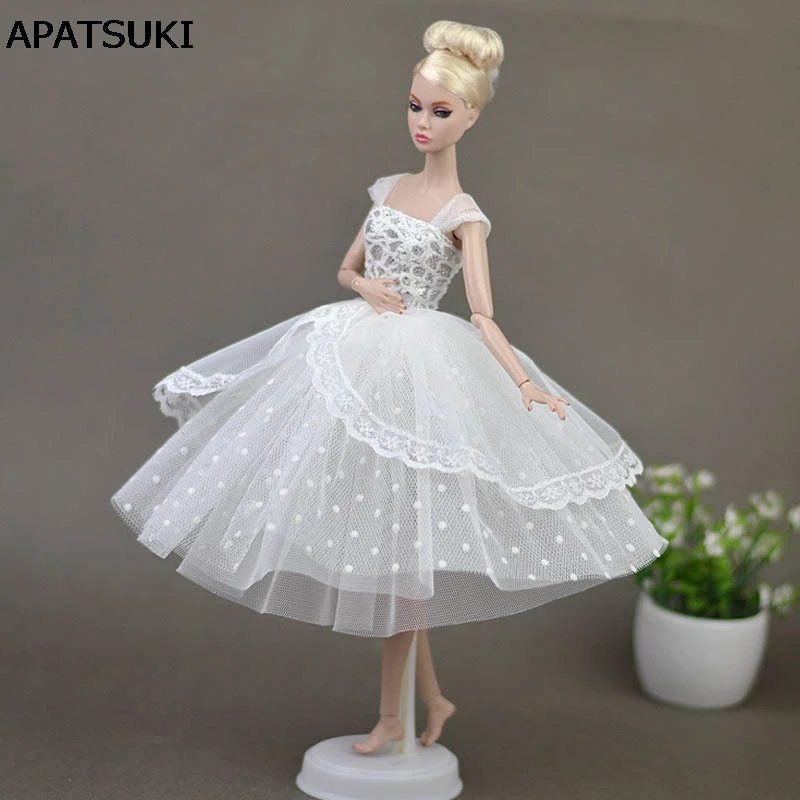 

Pure White Doll Dresses Elegant Lady Evening Dress Clothes for Barbie Doll For 1/6 BJD Doll House Gift Doll Accessories