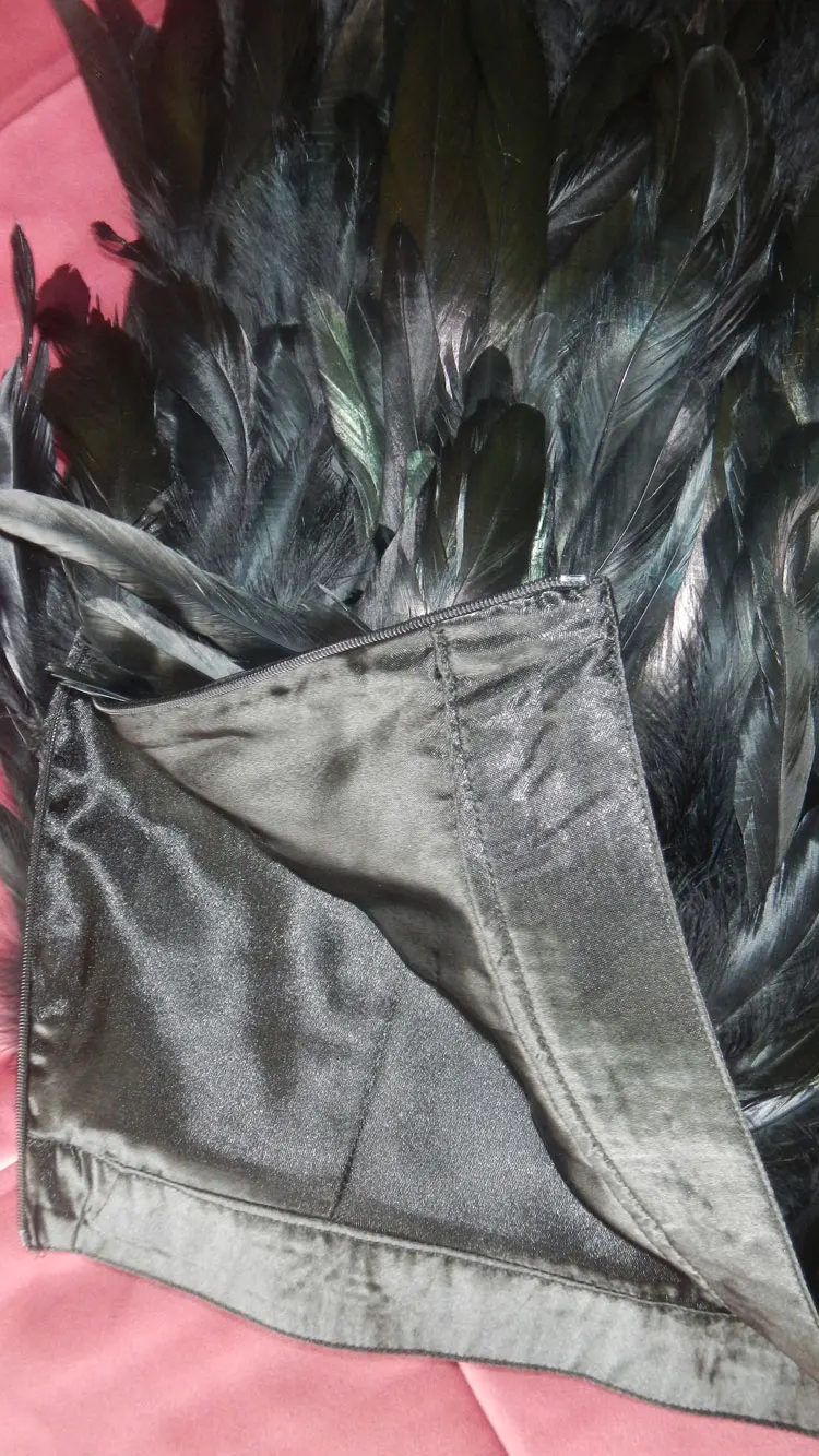Градиентная фиолетовая, черная, Лебединая юбка Мини Длина полностью двухслойная ткань подкладка перо юбка для вечерние мероприятия
