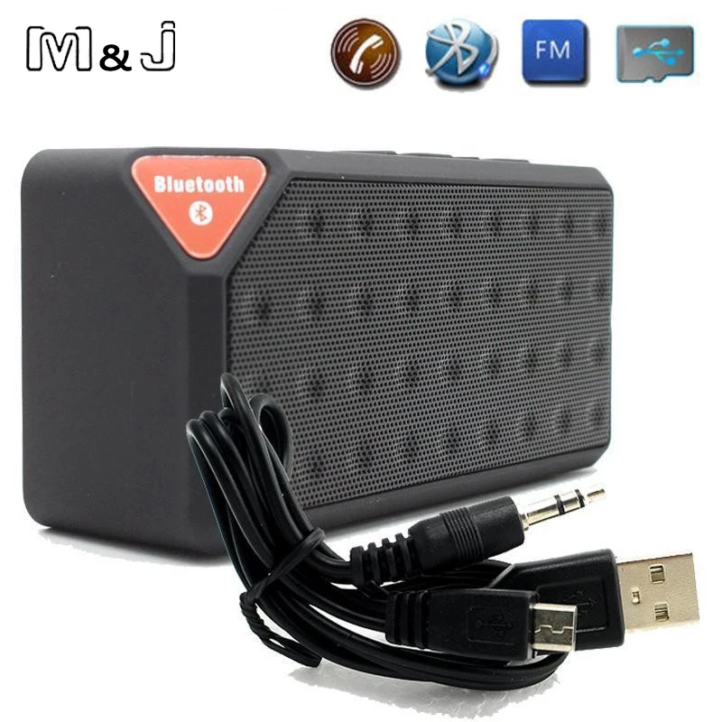 M&J Mini Bluetooth Speaker X3 TF USB FM Radio Wireless Portable Music Sound Box Subwoofer Loudspeakers With Mic For Phone PC sardine b1 portable led display wireless bluetooth hands free stereo speaker subwoofer sound box music player with mic fm radio