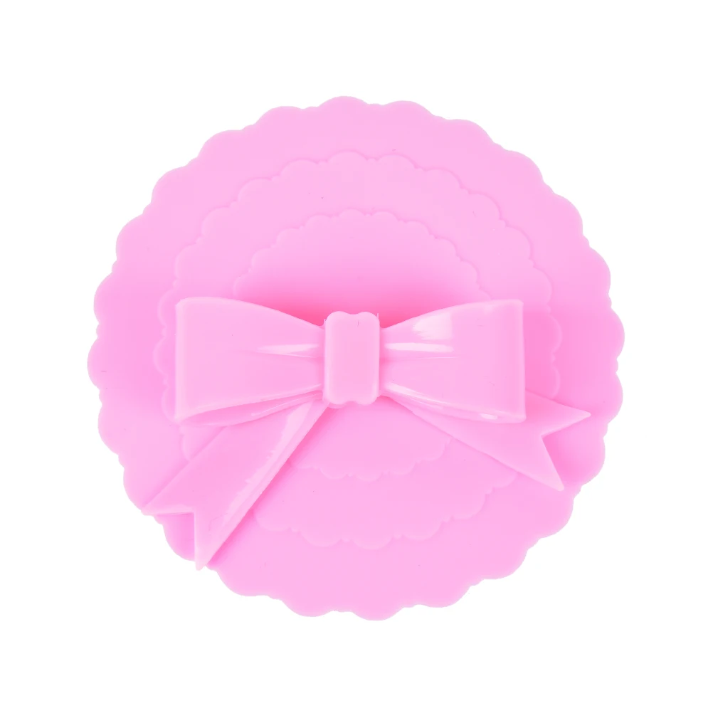 MENGXIANG 1 шт. Kawaii Bowknot Анти-пыль силиконовые крышки для крышки чашки Bowknot кофейное всасывающее Уплотнение Крышка крышки чашки крышка 10,5 см - Цвет: Розовый