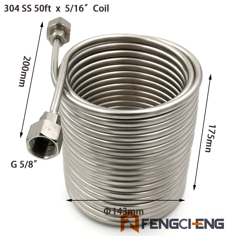 50ft Jockey Box Cooler Stainless Steel Coil G 5/8" 5/16"OD Tube Draft