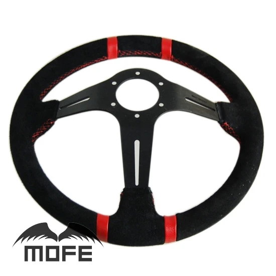 

MOFE Racing SPECIAL OFFER age Black Spoke Suede Leather steering wheel Dia: 350mm 14 " Deep Corn Sport Steering Wheel