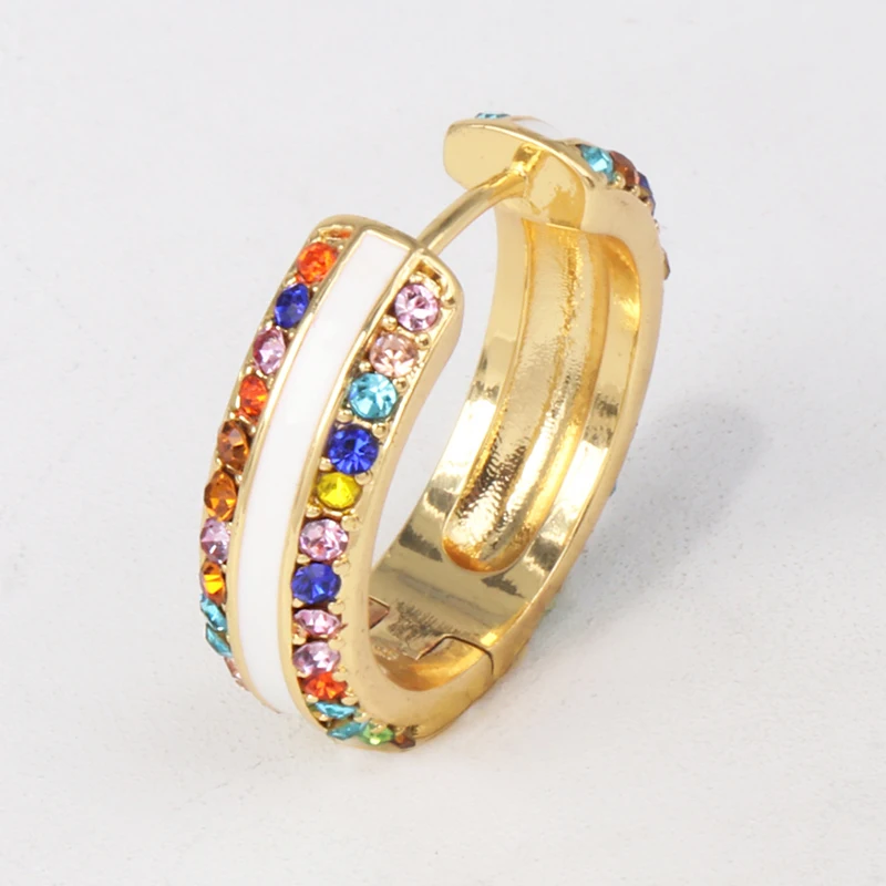 JUJIA модные радужные Кристальные серьги для женщин CZ золотые серьги-кольца Свадебные вечерние массивные ювелирные изделия - Окраска металла: 520-MT