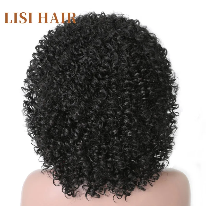 LISI HAIR Short Curly Natural Black Color Wigs For Blacck Women African Hairstyles Synthetic Hair High Temperature Fiber LISI HAIR Short Curly Natural Black Color Wigs For Blacck Women African Hairstyles Synthetic Hair High Temperature Fiber