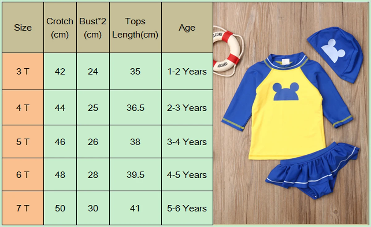 Летние От 1 до 6 лет детские для девочек и мальчиков короткий или длинный рукав футболка и шорты с милым рисунком 3 шт наряды Купальники