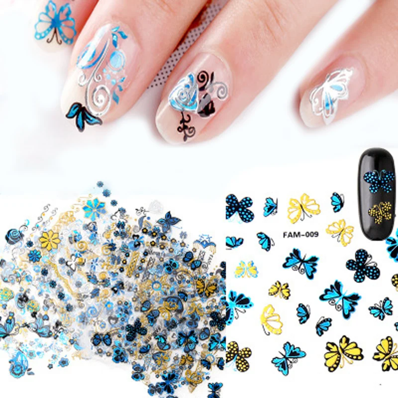 15 листов золотой бабочки синие наклейки для ногтей полоски лака для ногтей Дизайн ногтей дизайнерские украшения самоклеющиеся обертывания Инструменты для укладки