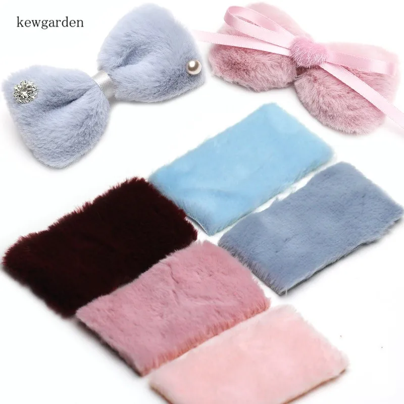 

Kewgarden Rabbit Plush Slice Hair Handmade Bowknot Plush Sheet DIY Hair Accessories 9*5cm 10pcs/set