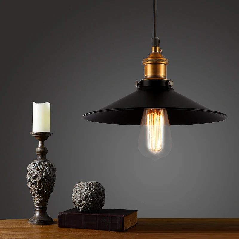 Старая бронза Винтаж Бар подвесной светильник edison Ретро лампа черный оттенок