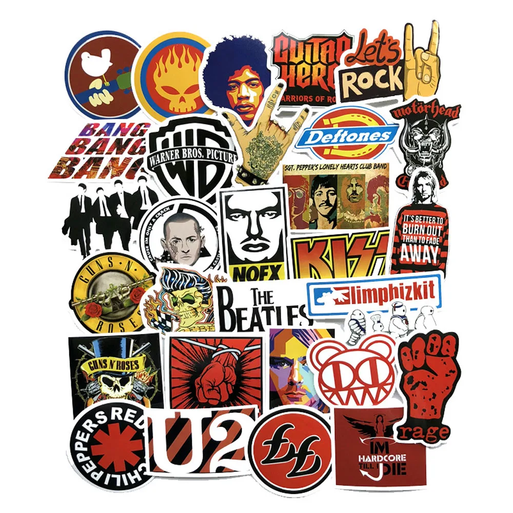 

52PCS Cool Rock and roll hip hop Stickers Anniversary Sticker Funny Gift for Geeks Hackers Developers to DIY Laptop Phone Bomb