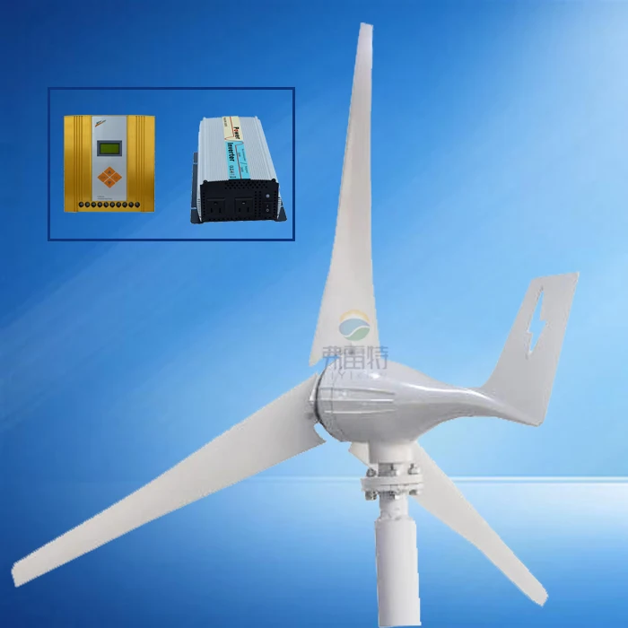 

300w wind generator 12v 24v horizontal wind generator with MPPT hybrid controller and 1000w inverter for home