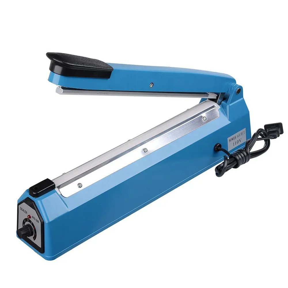12" 300mm Impulse Manual Hand Sealer Heat Sealing Machine Poly Tubing Plastic Bag w/ Spare & Sealing Elements