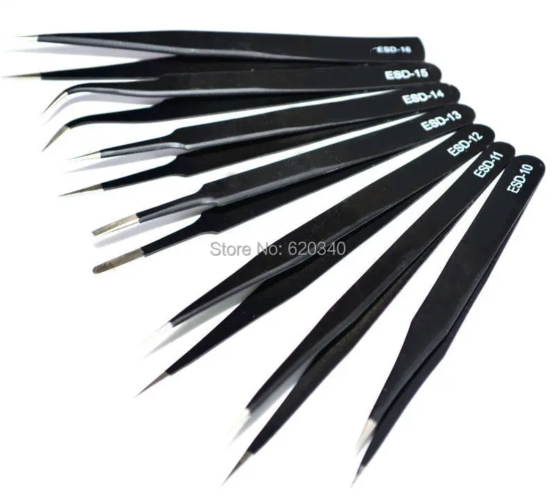 

High quality 7/pcs BGA Precision ESD Tweezers Set, stainless steel anti-static tweezers Repair Tool