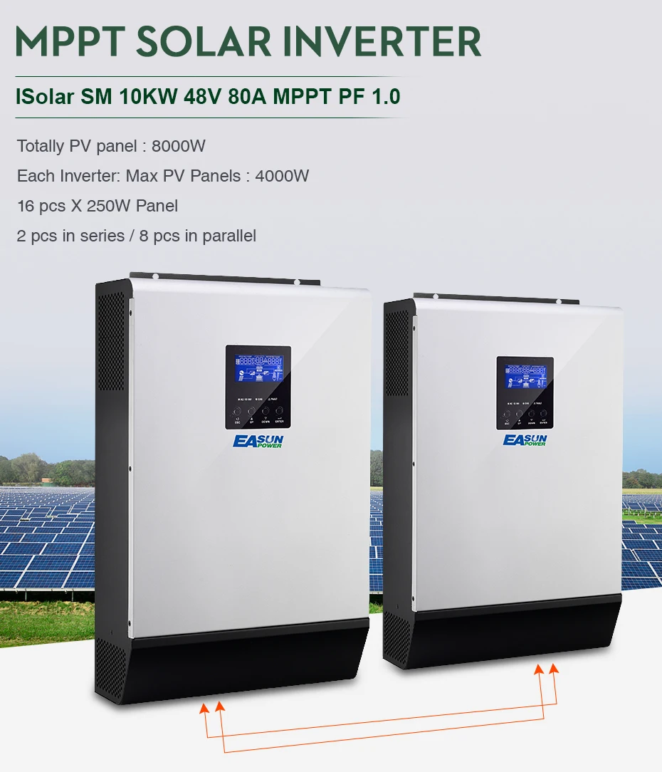 Источник питания Easun 10KW солнечный инвертор 80A MPPT решетки инвертор 48V 220V Чистая синусоида гибридный инвертор с 60A зарядное устройство