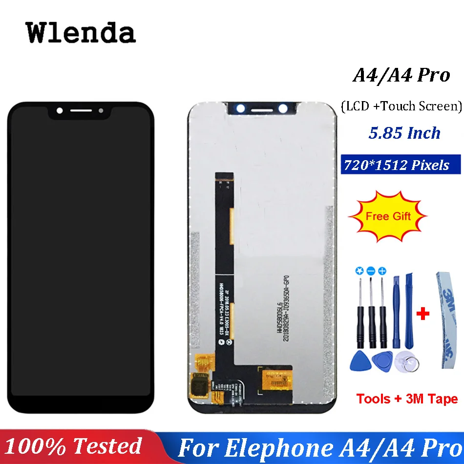 

Black For Elephone A4 / A4 Pro LCD Display+Touch Screen Digitizer Assembly Replacement Parts+Tools