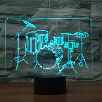 

3D New Drum Set Night Light Touch Table Desk Optical Illusion Lamps 7 Color Changing Lights Home Decoration Xmas Birthday Gift
