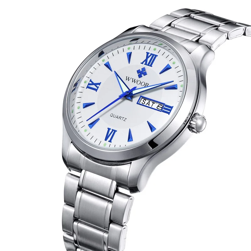 

In 2018, Wall professionally creates accurate luxury clock men's business brand simple atmospheric luminous quartz steel