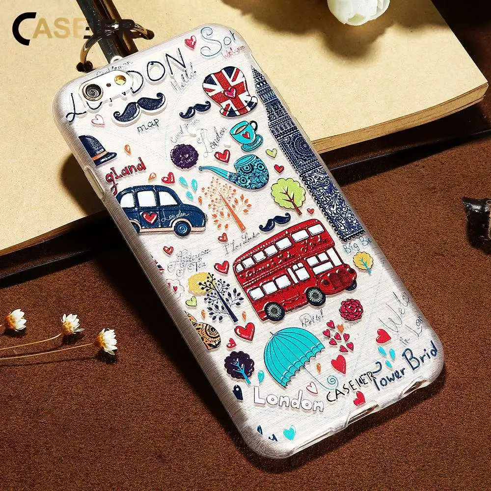 

CASEIER Cool 3D Embossed Silicone Cases For iPhone X 5 5s SE 6 6s 7 8 Plus Print Back Cover For Samsung Galaxy S8 S6 S7 Edge