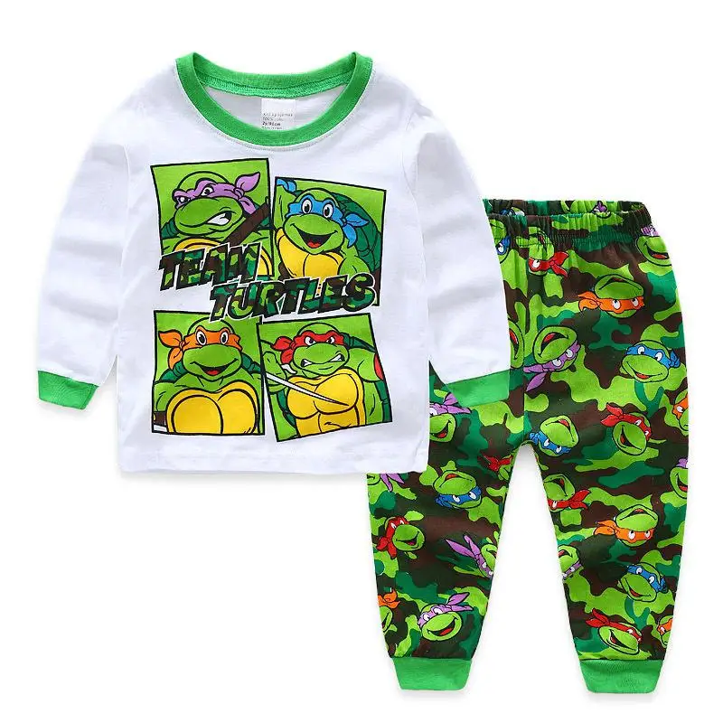 New Toddler Boys 3t Pajamas Kids Pijamas Boys Pijamas Pyjama Trousers Sleepwear For Spring Autumn Cotton Team Turtle Cartoon 2-7 - Цвет: as the picture