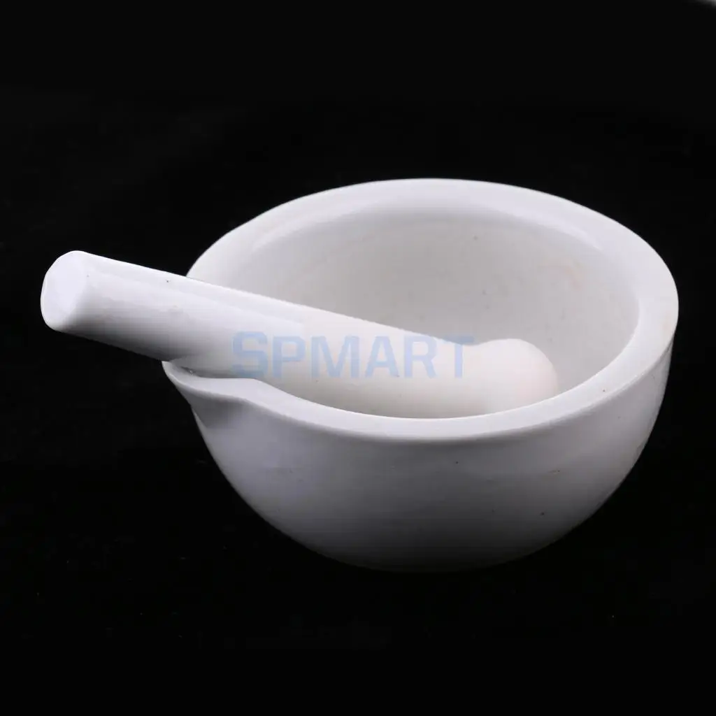 Porcelain Mortar & Pestle Mixing Grinding Bowl Set Herbs Spices Grinder Laboratory Supplies 90mm