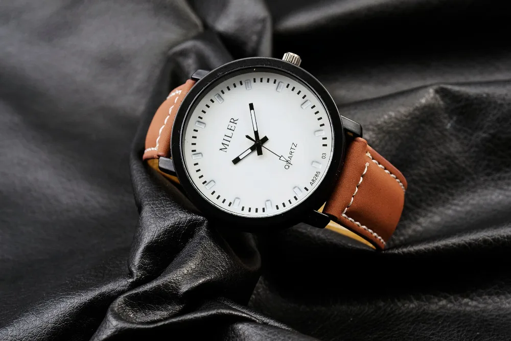 Новые мужские часы Miler из искусственной кожи спортивные военные кварцевые модные