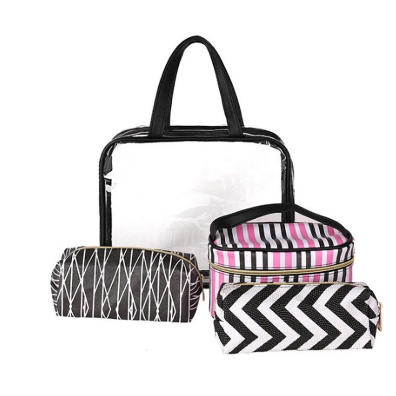 4 قطعة للماء PVC شفافة حقيبة مستحضرات تجميل النساء السفر المنظم الحقيبة مجموعة حقيبة تجميل مجموعات Necessaire المكياج حقيبة مستحضرات تجميل