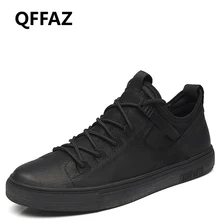 QFFAZ shoes men genuine leather Men Casual Shoes Fashion Driving men shoes lace up winter casual shoes for men Big Size 38-46