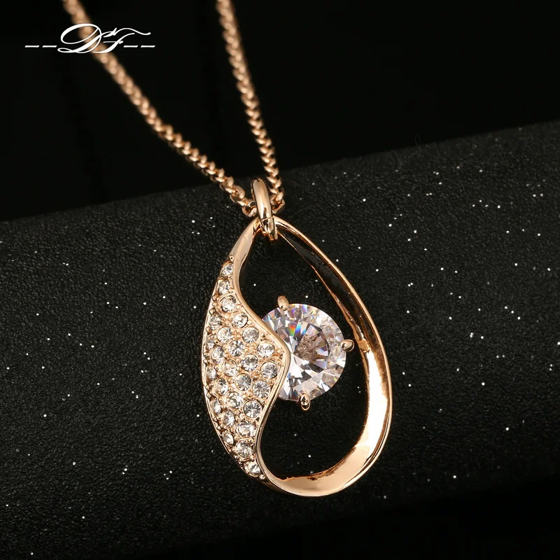 

DFN271 Tears Cubic Zirconia Rose Gold Color Necklaces & pendants Fashion Jewelry For Women Crystal HotSale colares joias
