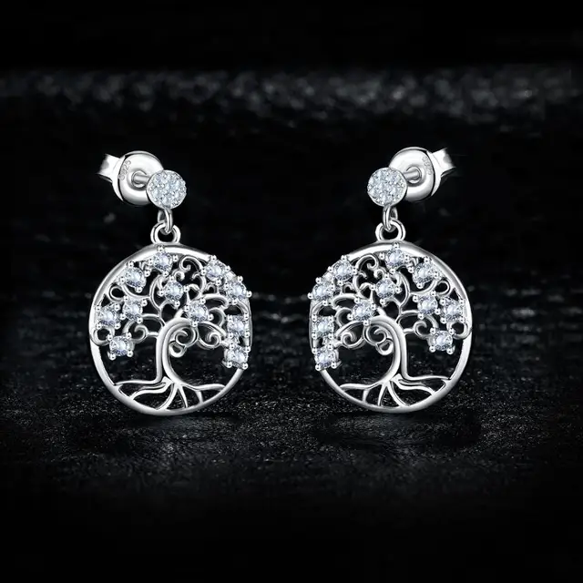 JewelryPalace Created Light Blue Spinel Life Tree Earrings Dangle Drop 925 Sterling Silver Earrings Gemstone Women Jewelry
