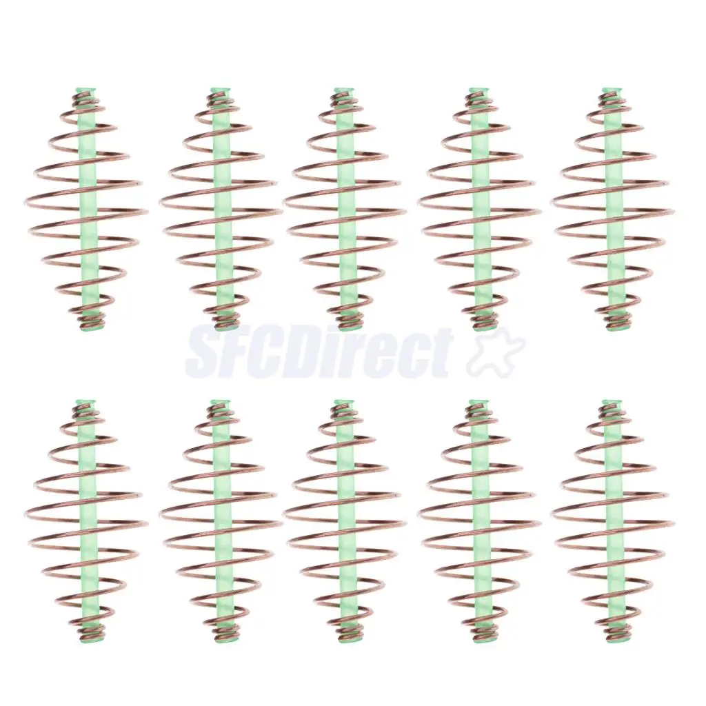 10pcs Bait Thrower Fishing Feeder Spring Coil Inline Method Feeder 3.5x1.8cm