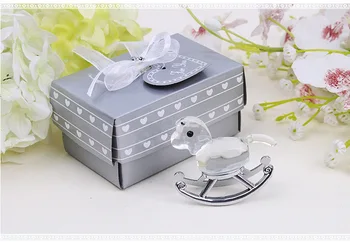

100pcs/lot Crystal gift wedding supplies baby gift crystal rocking horse small wooden horse ornaments