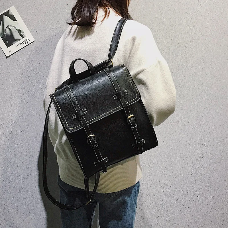 Feminina de Ombro de Couro para Escola para Meninas Mochila Adolescentes 11 Bolsas e Malas