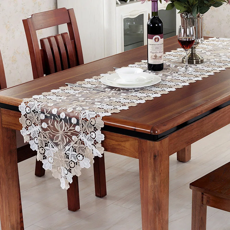 Embroidered Lace Table Runner TV Bench Stand End Table Cover Decoration 40cm x 70 90 120 150 180 220 250 280 310cm White Embroidered Lace Table Runner TV Bench Stand End Table Cover Decoration 40cm x 70 90 120 150 180 220 250 280 310cm White