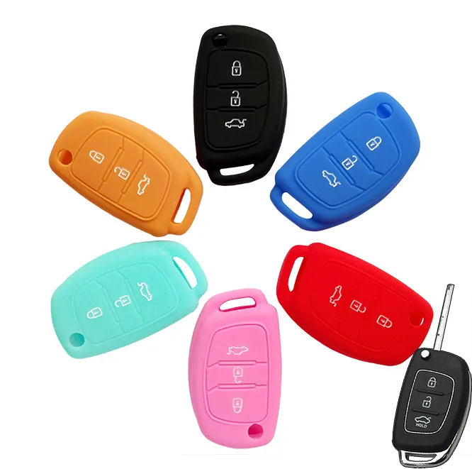 

3 BUTTON FLIP KEY SILICONE COVER FIT FOR HYUNDAI SANTA FE SONATA ELANTRA VERNA IX35 SOLARIS IX45 I10 I30 I40 I45 FOB CASE HOLDER