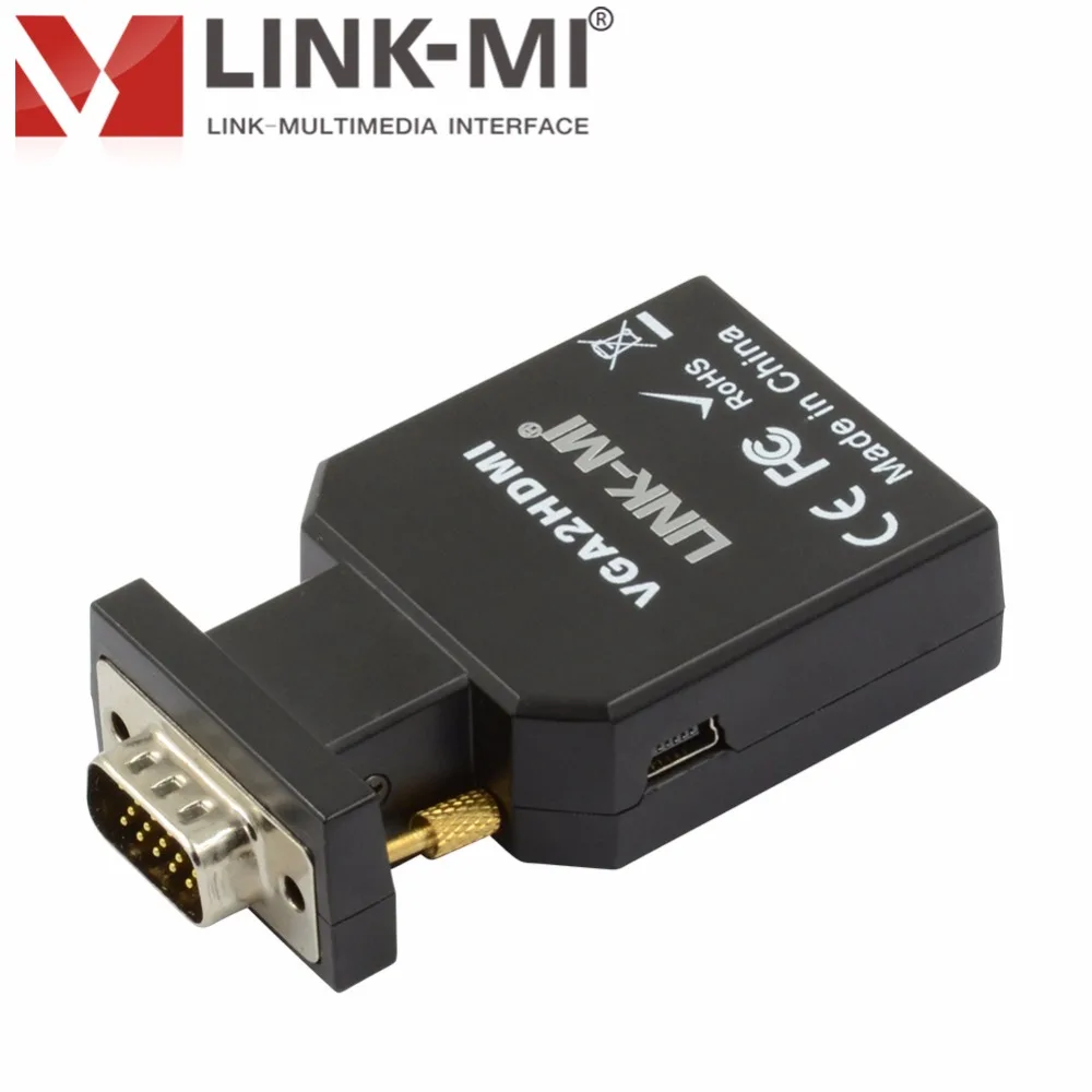 

LINK-MI VH06 Mini VGA to HDMI converter with metal case Mini VGA+R/L analog PC to HDMI adapter converter up to 1920x1200@60Hz