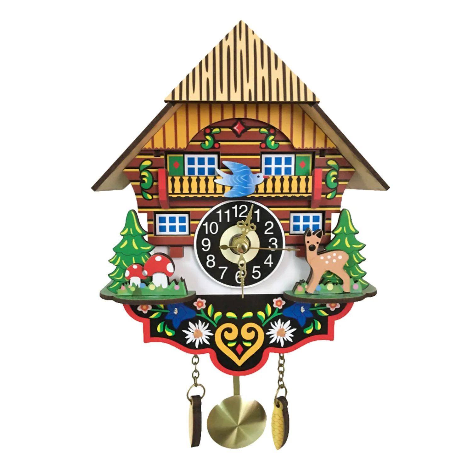 CHFL Cuckoo Wall Clock, European Style Living Room Vintage Wall Clock