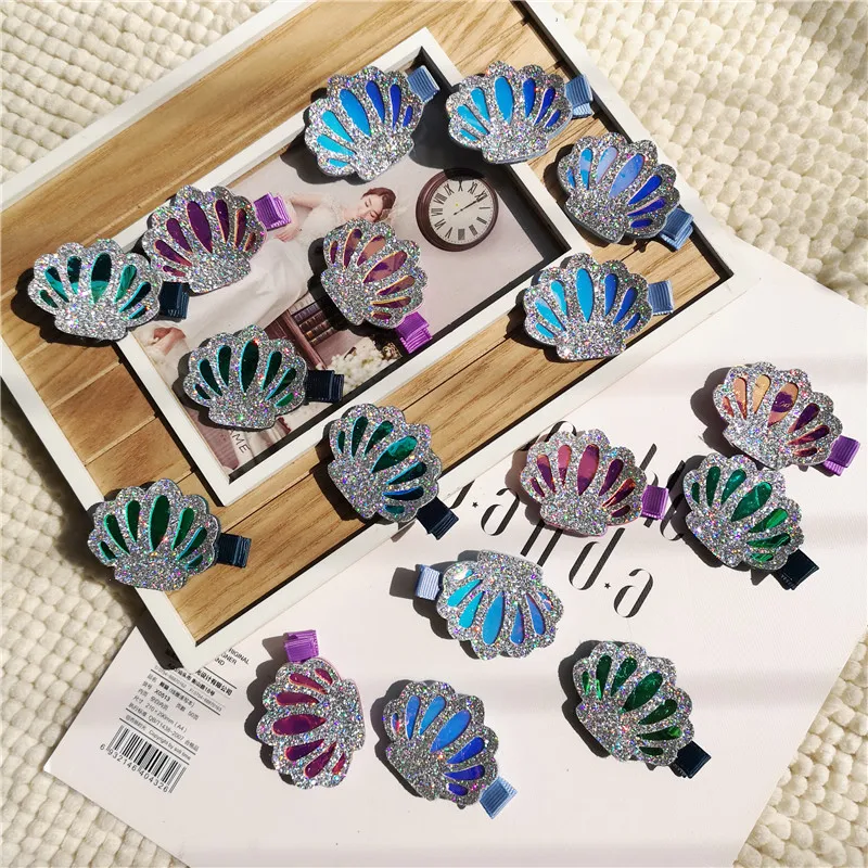 

15pcs/lot Glitter Kids Headdress Shiny Shell Hair Clips for Girls Cartoon Hairpins Vacation Beach Hair Accessories