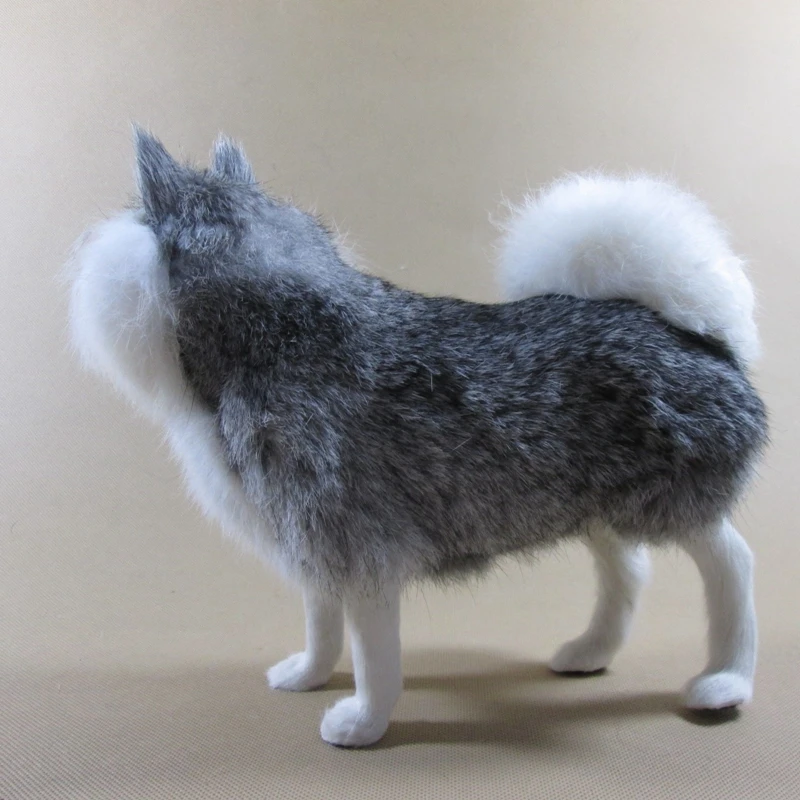 Dorimytrader Simulation Animals Dog Soft Realistic Husky Plush Toy Polyethylene & Furs Handicraft Home Decoration Doll Gift DY80029(1)