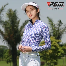 PGM высокого качества Гольф одежда Весна-осень дамы фиолетовый геометрическим принтом Футболка с длинными рукавами дышащая быстросохнущая Спортивная