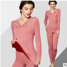 Плюс бархатный Теплоизоляционный комплект нижнего белья, супер мягкий бархатный V-образный воротник, большие кружевные теплые комплекты из флиса