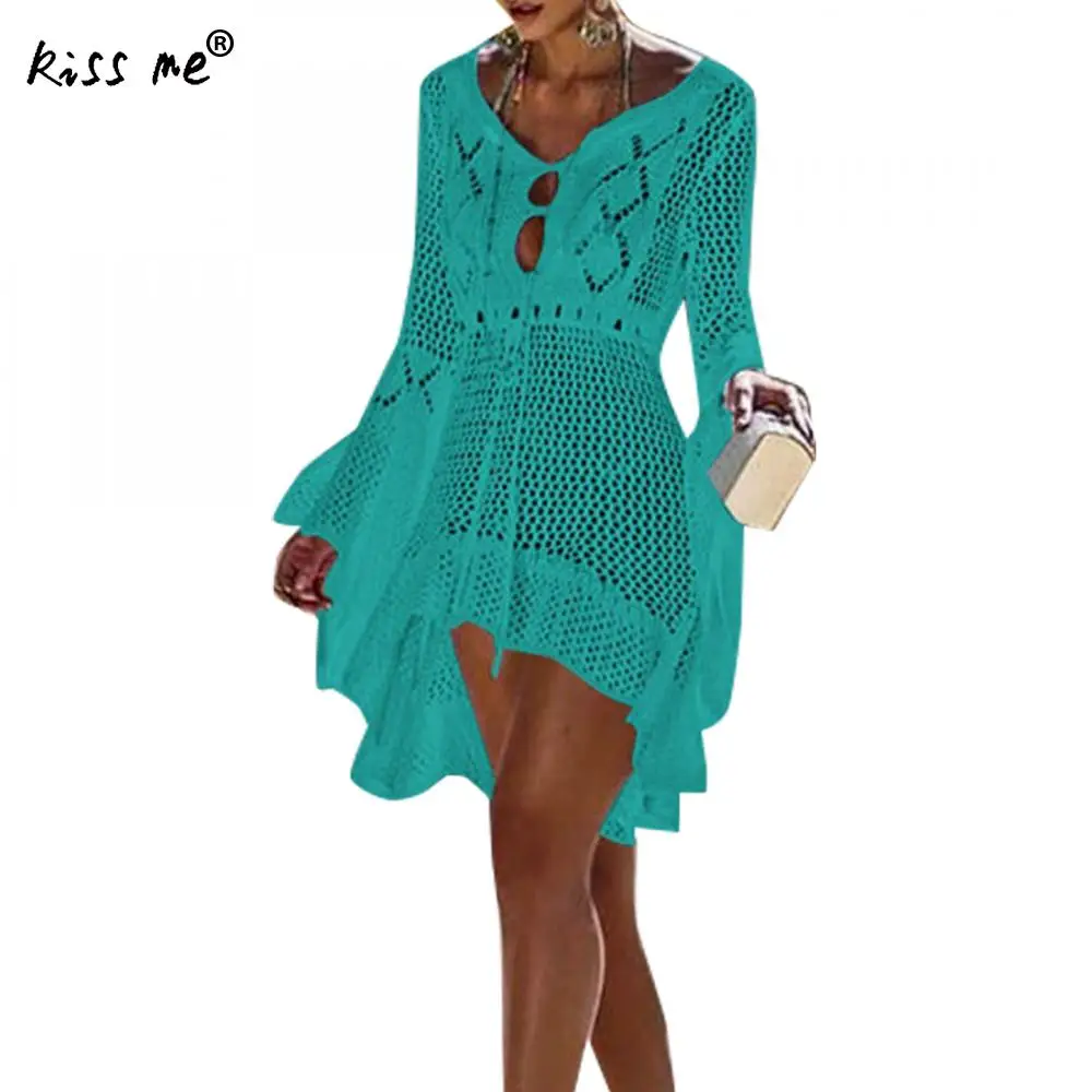 

Multi Color Short Beach Dress Bikini Cover Up Hollow Swimming Cover Ups Designer Crochet Sexy Bathing Suit Beachwear Tunic